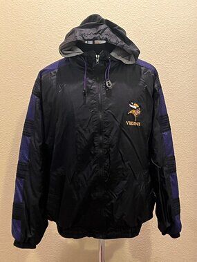 Fans Gear Minnesota Vikings Hooded Full Zip NFL Windbreaker Jacket Mens L